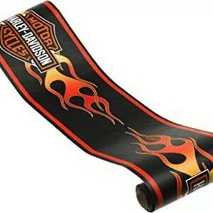 Genuine HARLEY DAVIDSON Motorcycles Logo Shield Orange Flames Wallpaper Border